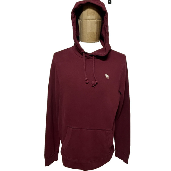 Abercrombie & Fitch Hoodie Mens Large Red Fleece Lined Y2K Kangaroo Pockets - Picture 1 of 11